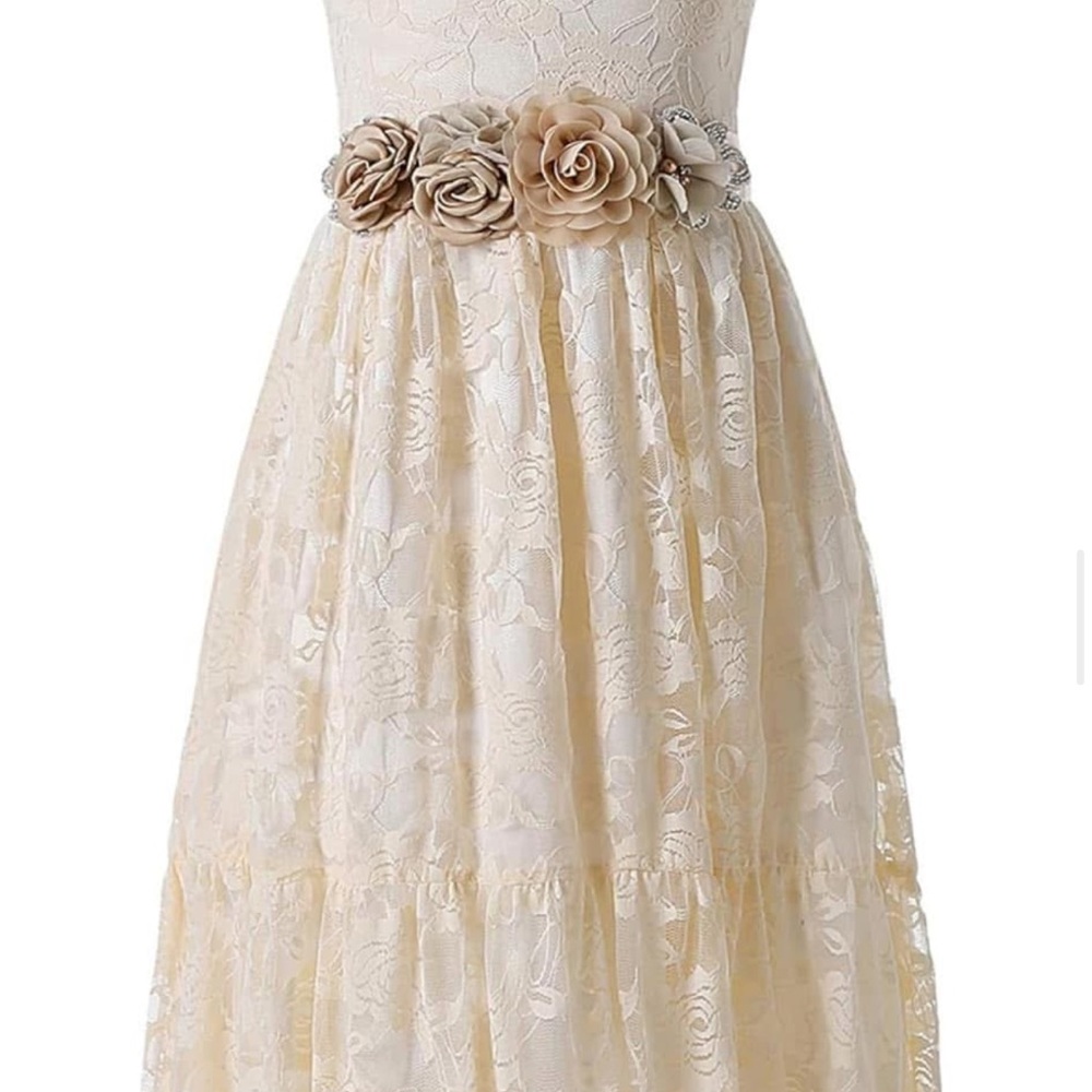 Cream Embellished Tiered Strapless A-line Dress